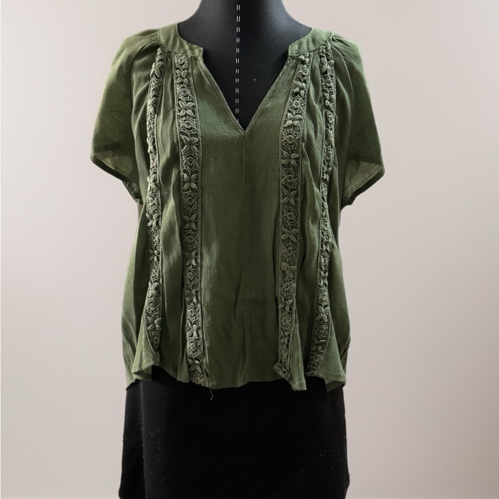 About A Girl Olive Embroidered Blouse